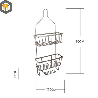 Bagno decorativo metallo doccia carrozzina con gancio e shampoo Display Basket sopra vasca da bagno
