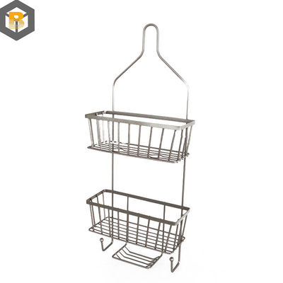 Bagno decorativo metallo doccia carrozzina con gancio e shampoo Display Basket sopra vasca da bagno