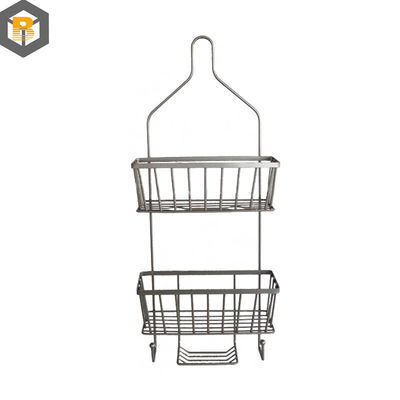Bagno decorativo metallo doccia carrozzina con gancio e shampoo Display Basket sopra vasca da bagno