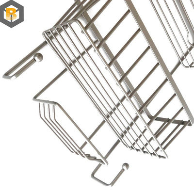Bagno decorativo metallo doccia carrozzina con gancio e shampoo Display Basket sopra vasca da bagno