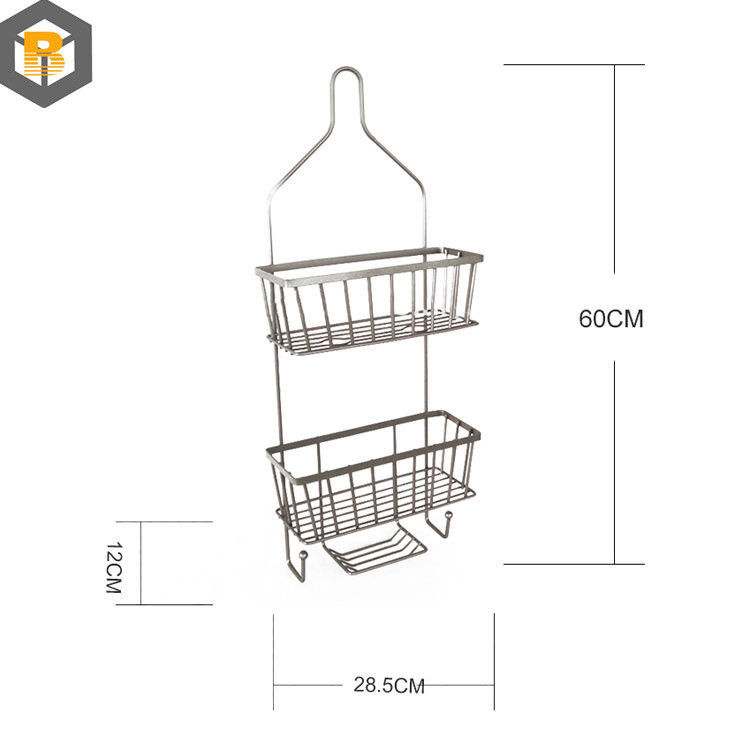 Bagno decorativo metallo doccia carrozzina con gancio e shampoo Display Basket sopra vasca da bagno